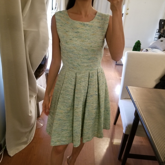 Anthropologie Spring Shimmer Boucle Pleated Dress - Picture 2 of 7